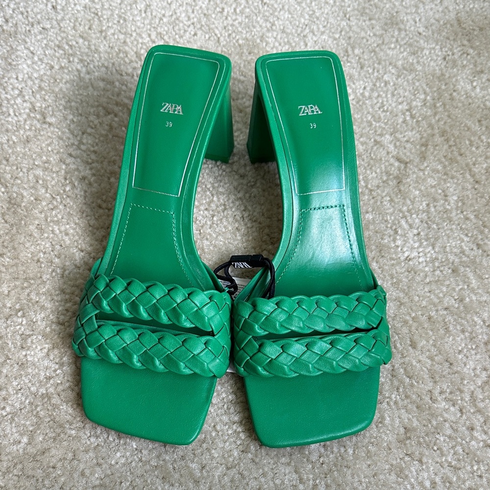 Zara Emerald Braided Heels